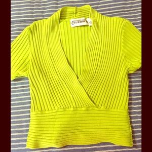 EUC Wayne Rogers neon green top